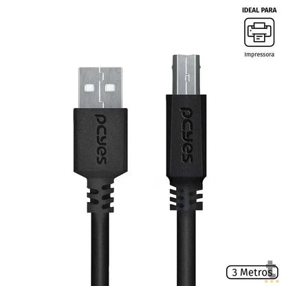 Cabo Usb 2.0 A/B Para Impressora 3mt PCYes - PUABM2-3 Truedata