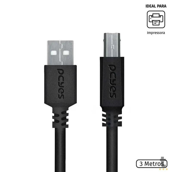 Cabo Usb 2.0 A/B Para Impressora 3mt PCYes - PUABM2-3