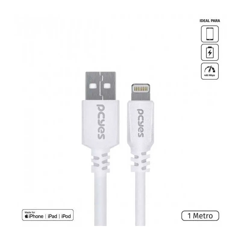 Cabo Usb Para Lightning (Iphone) 1mt PCYes Branco - PUALB-01 Truedata