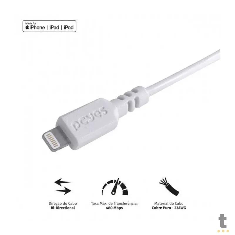 Cabo Usb Para Lightning (Iphone) 1mt PCYes Branco - PUALB-01 Truedata