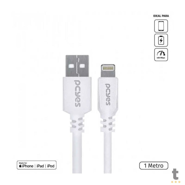 Cabo Usb Para Lightning (Iphone) 1mt PCYes Branco - PUALB-01