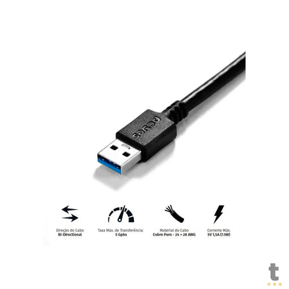 Cabo Usb Tipo A 3.0 Macho X Micro Usb B Macho 3.0 1m P/ Hd Externo PCYes - PUAMCM3-1 Truedata
