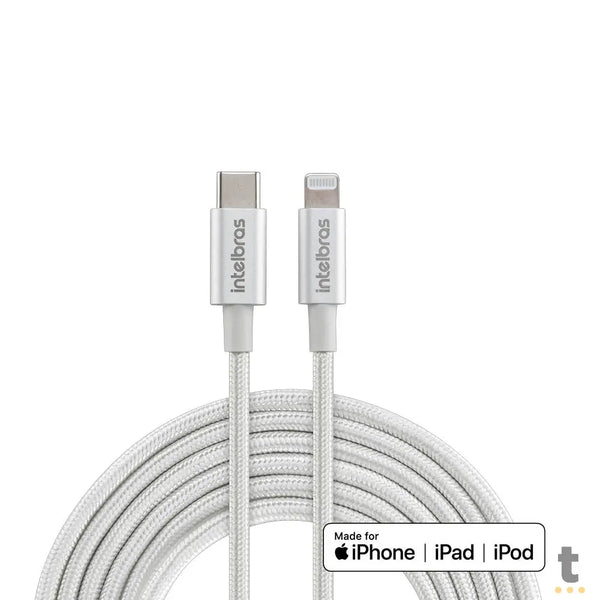 Cabo Usb Tipo C Macho P/ Lightning Macho 1,5mt Intelbras em Nylon Branco 15NB - 4830070