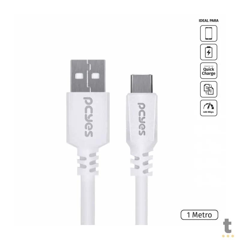 Cabo Usb Tipo C Para Celular 1mt PCYes - PUACB-01 Truedata