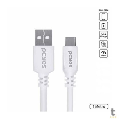 Cabo Usb Tipo C Para Celular 1mt PCYes - PUACB-01 Truedata