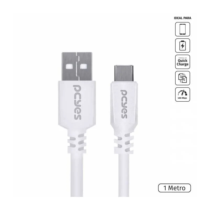 Cabo Usb Tipo C Para Celular 1mt PCYes - PUACP-01 Truedata