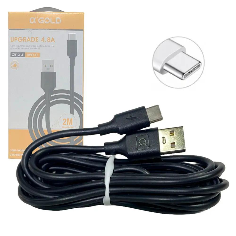 Cabo Usb Tipo C Para Celular 4.8A 2mts aGold - CB13-3 Truedata