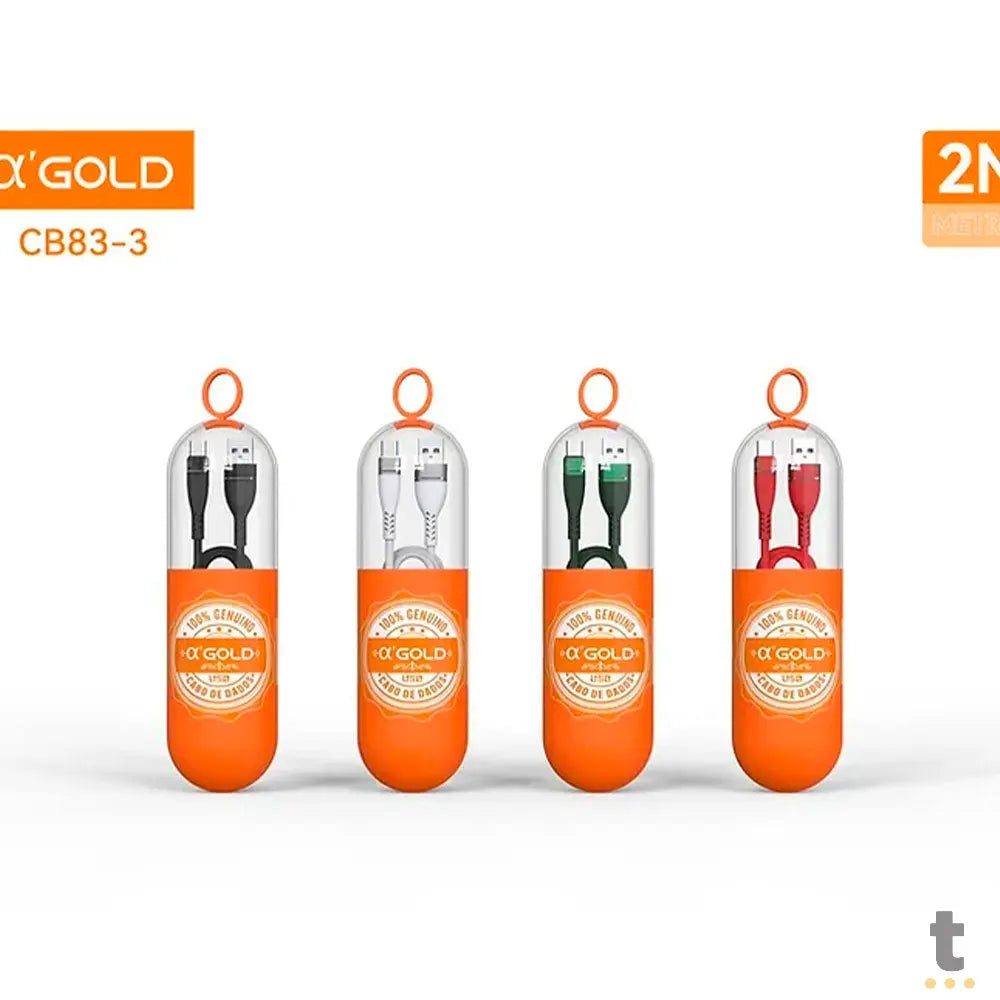 Cabo Usb Tipo C Para Celular em Nylon 2mt aGold - CB83-3D Truedata