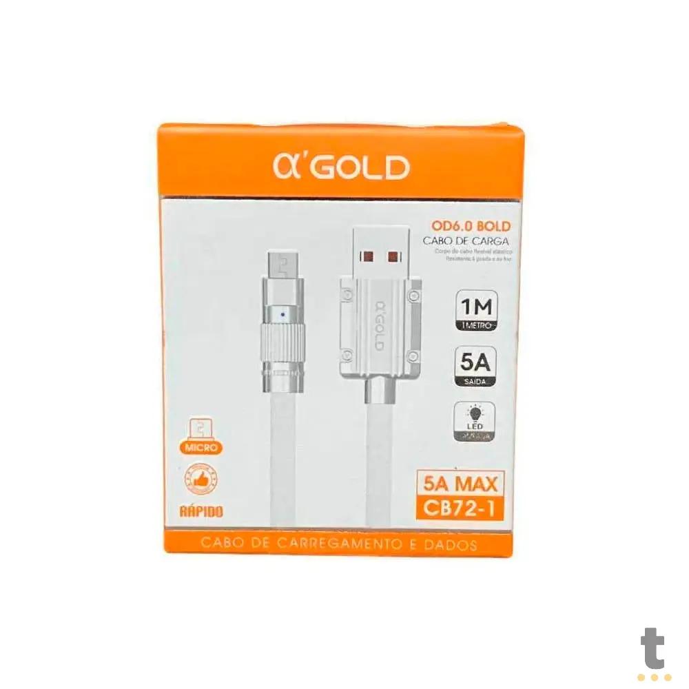 Cabo Usb V8 Para Celular 1mt aGold Branco - CB72-1 Truedata