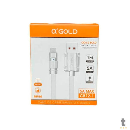 Cabo Usb V8 Para Celular 1mt aGold Branco - CB72-1 Truedata