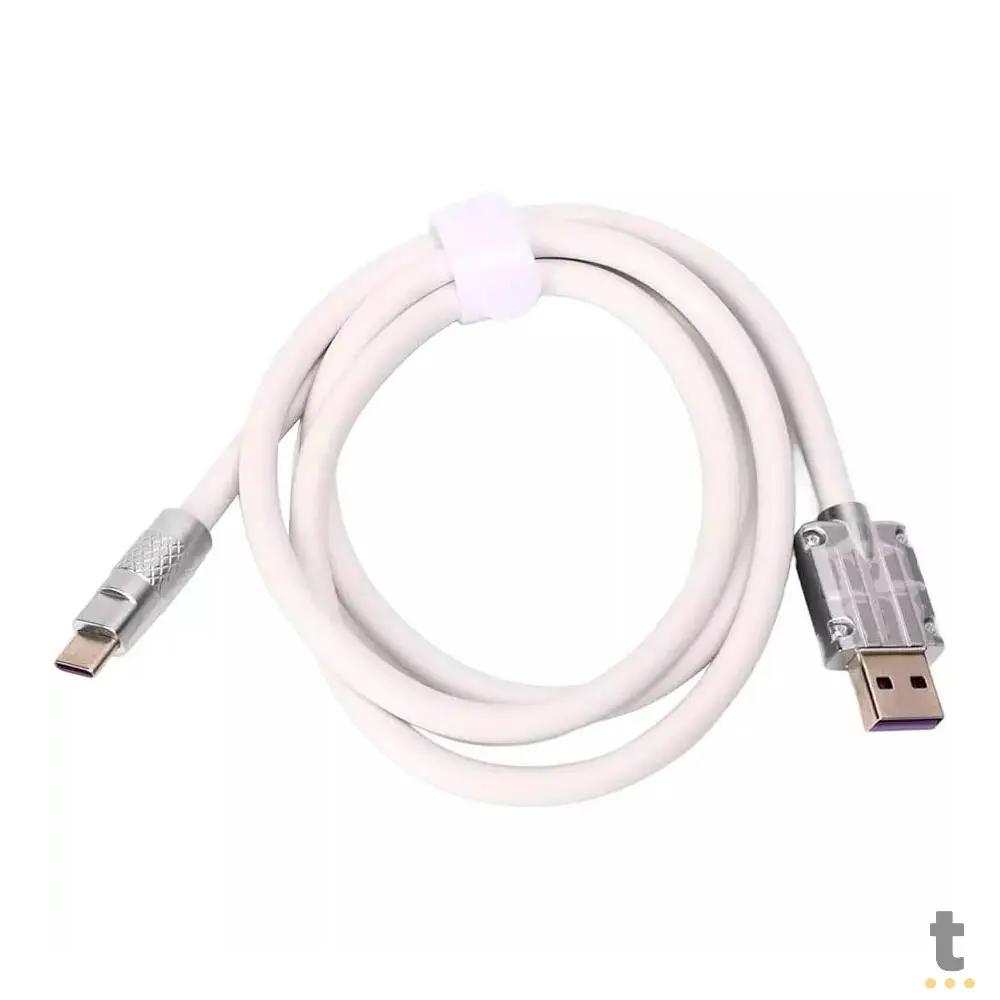 Cabo Usb V8 Para Celular 1mt aGold Branco - CB72-1 Truedata