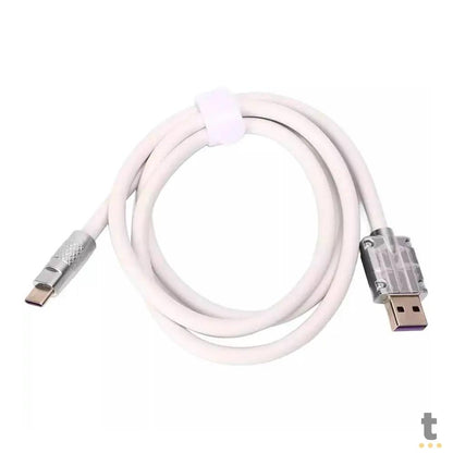 Cabo Usb V8 Para Celular 1mt aGold Branco - CB72-1 Truedata
