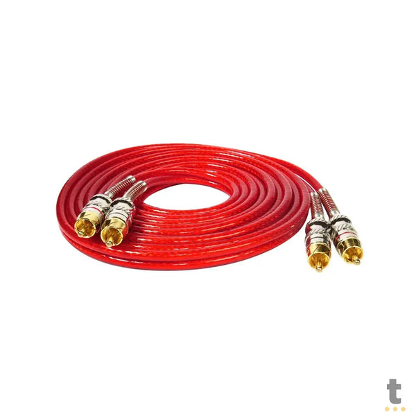 Cabo de Áudio 2 RCA Macho x 2 RCA Macho 3m Tomate - MCB-046A