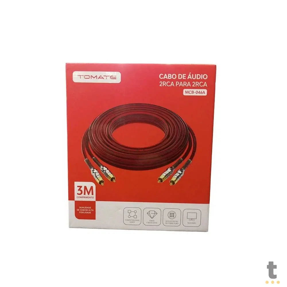 Cabo de Áudio 2 RCA Macho x 2 RCA Macho 3m Tomate - MCB-046A Truedata