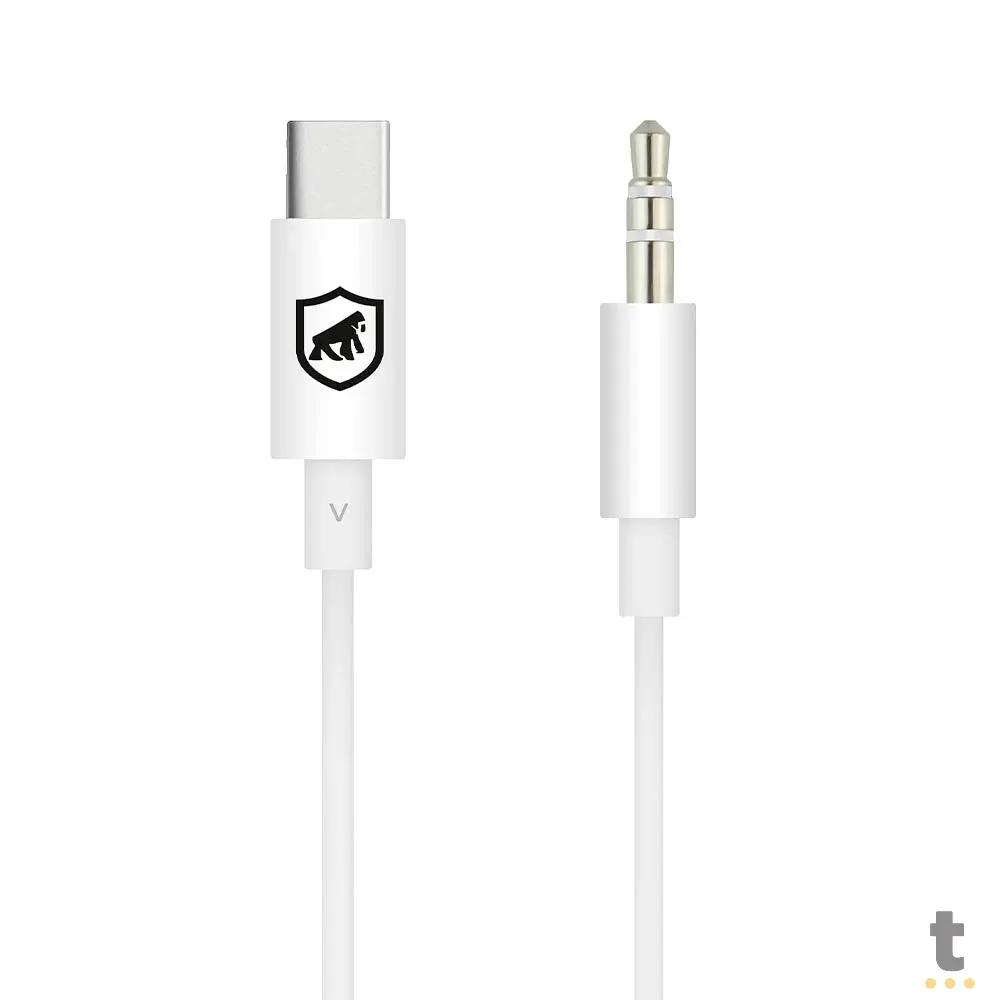 Cabo de Áudio Auxiliar P2 Macho P/  USB Tipo C GShield 1m Branco - GS-5946 Truedata