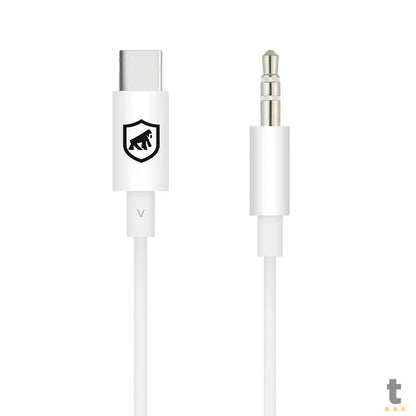 Cabo de Áudio Auxiliar P2 Macho P/  USB Tipo C GShield 1m Branco - GS-5946 Truedata