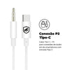 Cabo de Áudio Auxiliar P2 Macho P/  USB Tipo C GShield 1m Branco - GS-5946 Truedata