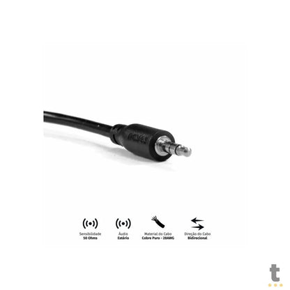 Cabo de Áudio P2 Macho x Macho 60cm PCYes - P35M-06 Truedata