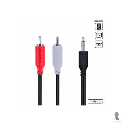 Cabo de Áudio RCA Macho Para P2 3.5mm 1m PcYes - P2R35-1 Truedata