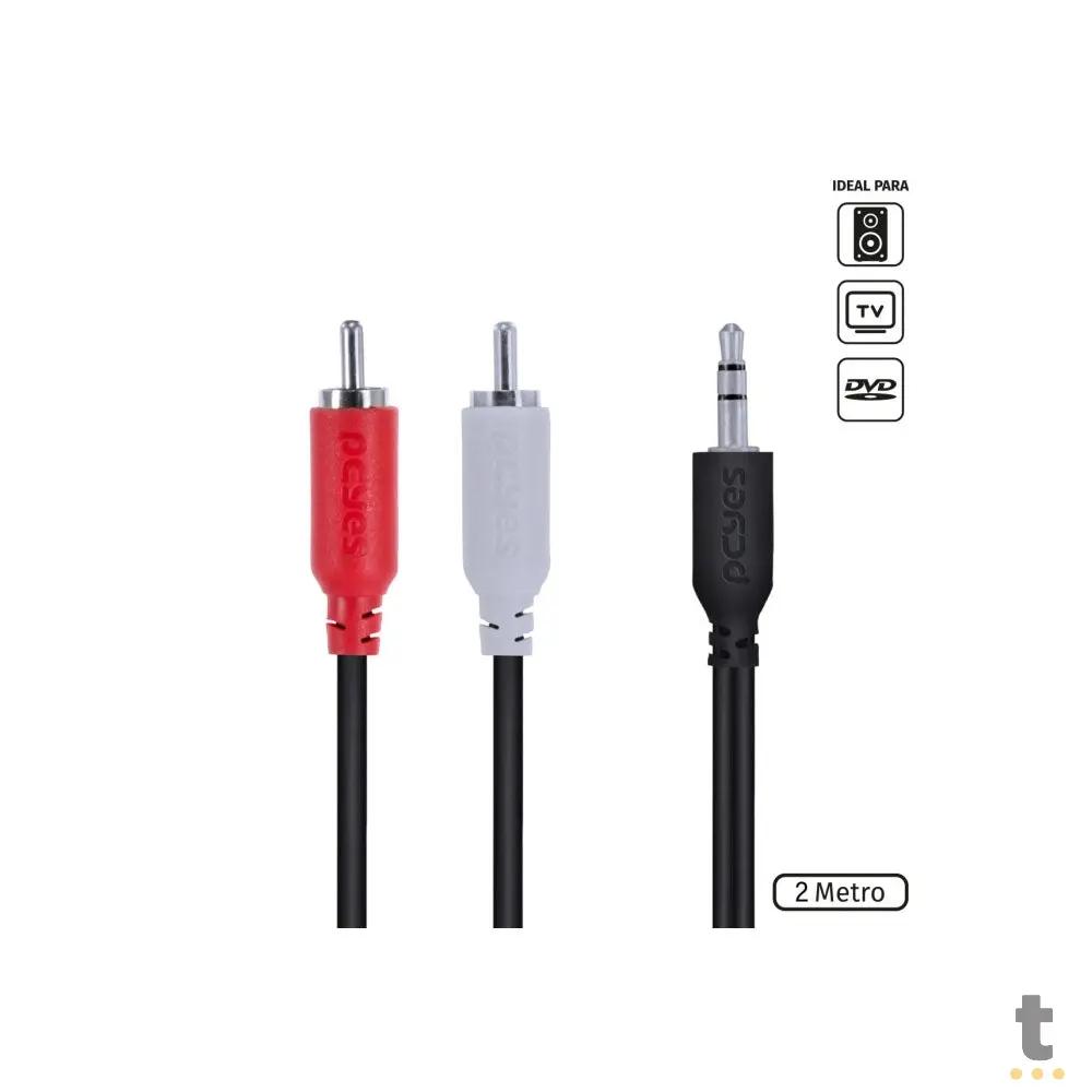 Cabo de Áudio RCA Macho Para P2 3.5mm 2m PcYes - P2R35-2 Truedata