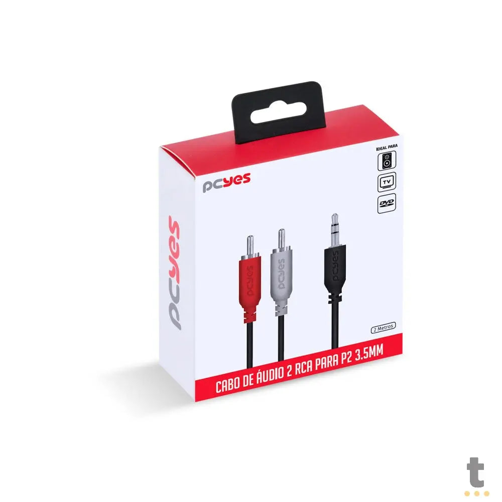Cabo de Áudio RCA Macho Para P2 3.5mm 2m PcYes - P2R35-2 Truedata