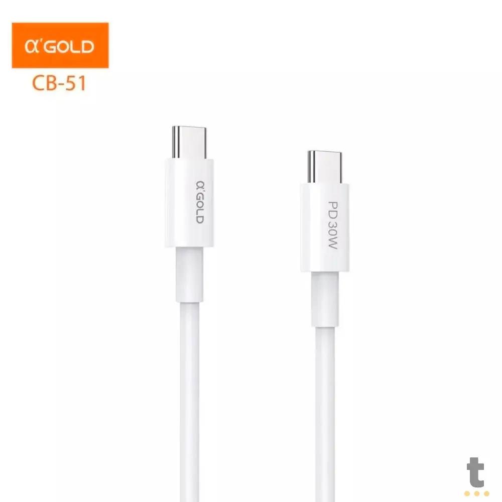 Cabo de Dados Tipo C P/ Tipo C 60w 1M 9v/3.0a aGold - CB-51 Truedata