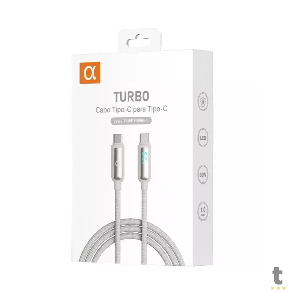 Cabo de Dados Tipo C P/ Tipo C - Visor LED 60w 1M  aGold - Cb120 Truedata