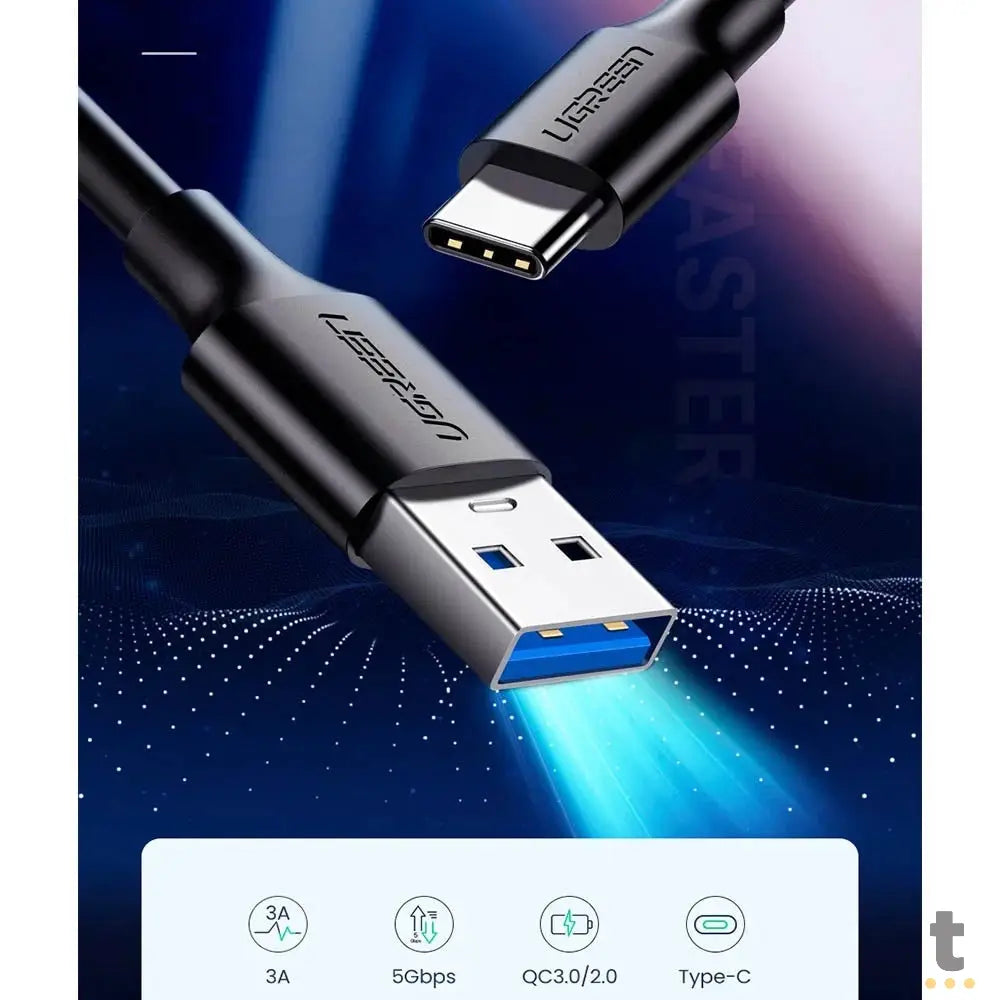 Cabo de Dados USB 3.0 P/ USB Tipo C 2m Ugreen Us184 Truedata