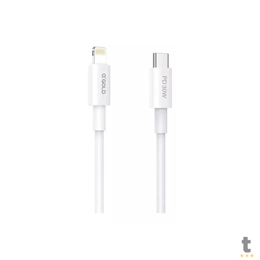 Cabo de Dados USB Lightning (Iphone) aGold 1mt 30W - CB-50 Truedata