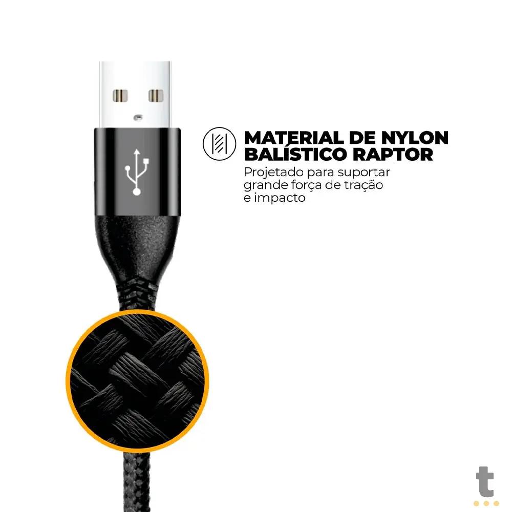 Cabo de Dados USB P/ USB Tipo C 1,0m GShield Raptor Preto - GS-9022 Truedata