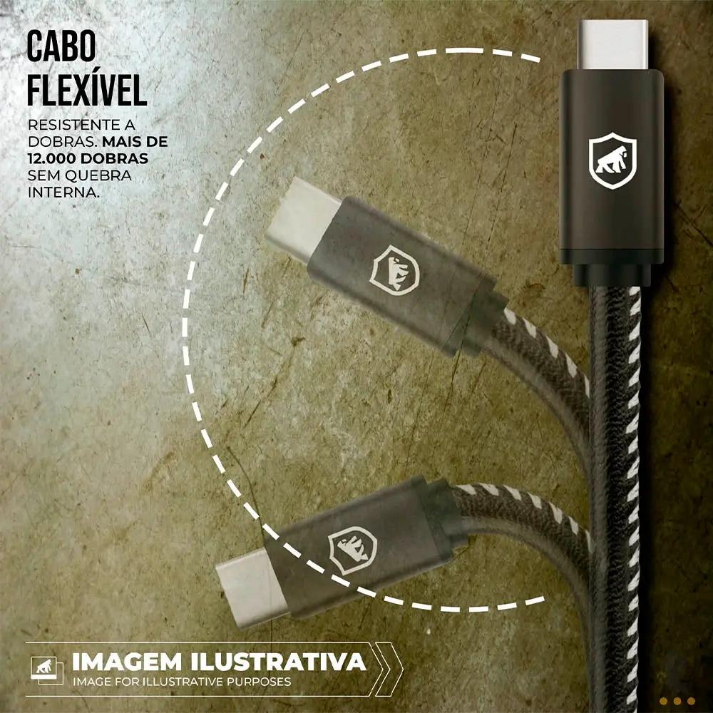 Cabo de Dados USB Tipo C 1,5m GShield Turbo Militar - GS-1001 Truedata