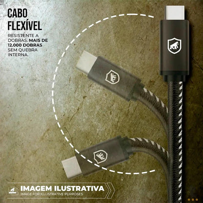 Cabo de Dados USB Tipo C 1,5m GShield Turbo Militar - GS-1001 Truedata