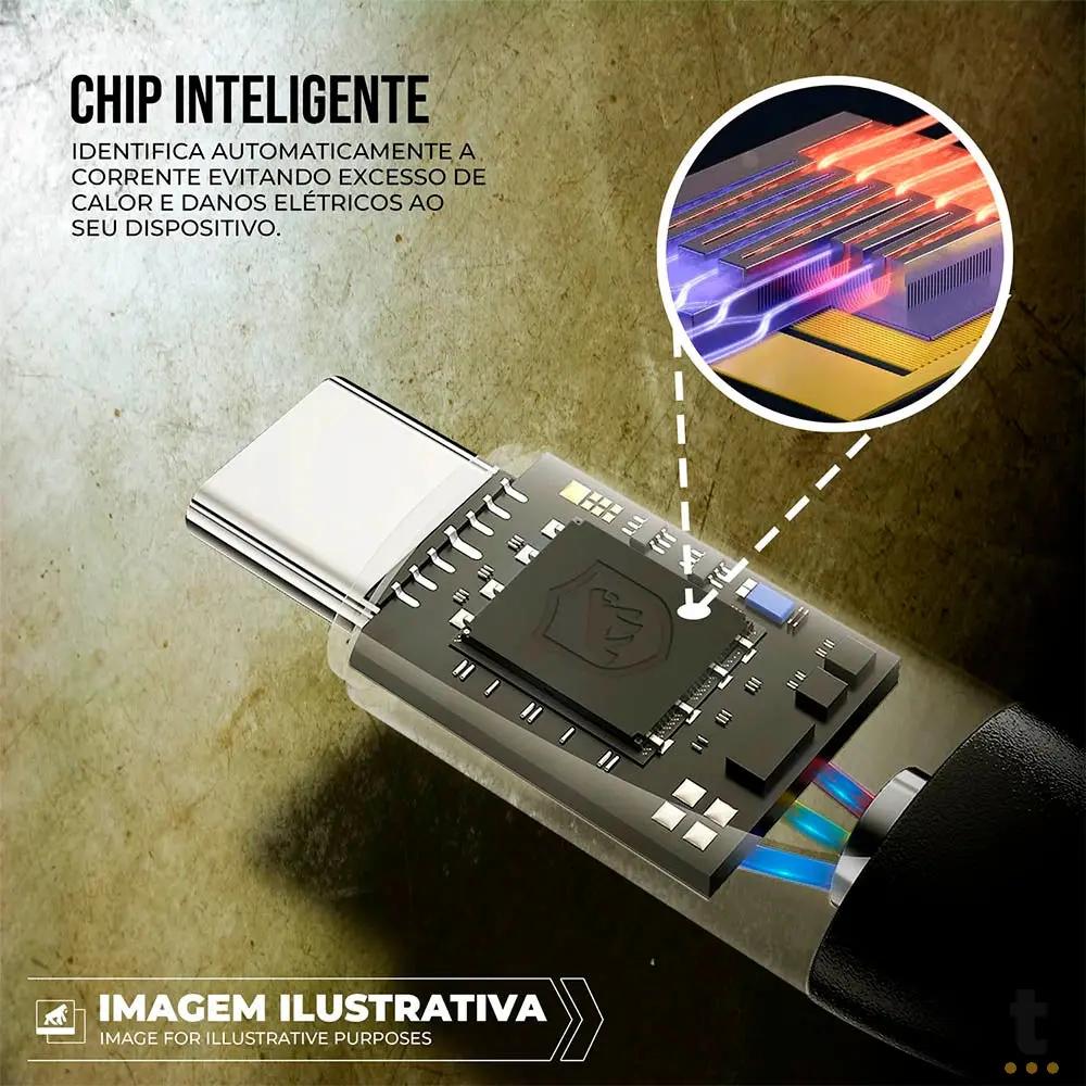 Cabo de Dados USB Tipo C 1,5m GShield Turbo Militar - GS-1001 Truedata