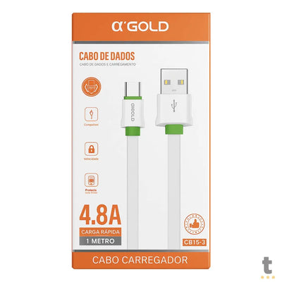 Cabo de Dados USB Tipo C 1mt aGold Carga Rápida 4.8a - CB15-3