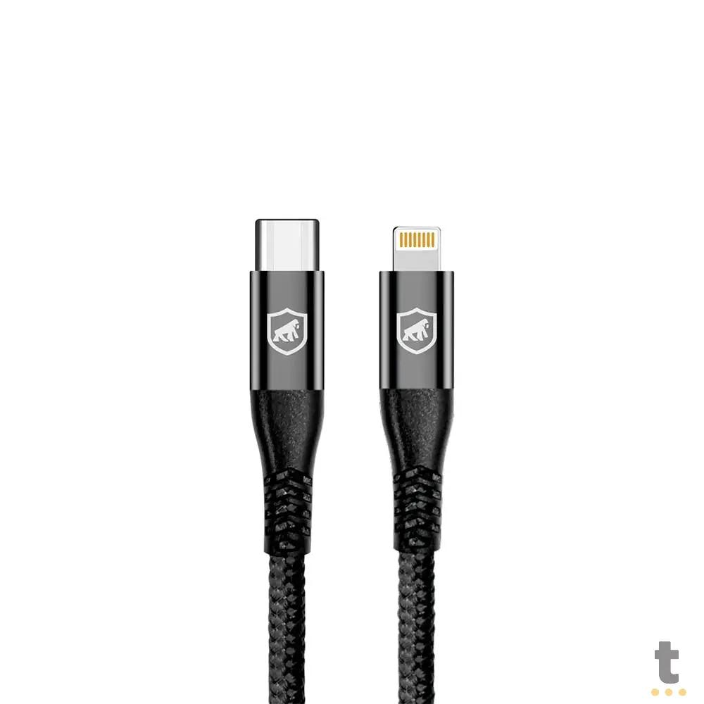 Cabo de Dados USB Tipo C P/ Lightning Iphone 1,0m GShield Raptor Preto - GS-9021 Truedata