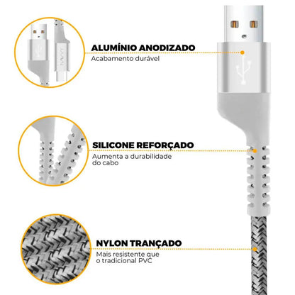 Cabo de Dados USB Tipo C P/ Lightning Iphone 1m Navvy Fish Kevlar - GS-6758 Truedata
