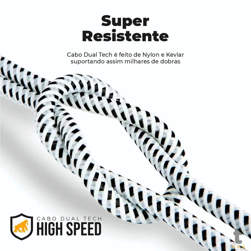 Cabo de Dados USB Tipo C P/ Tipo C Dual Tech PD 100W Branco GShield 1.8m - GS-6754 Truedata
