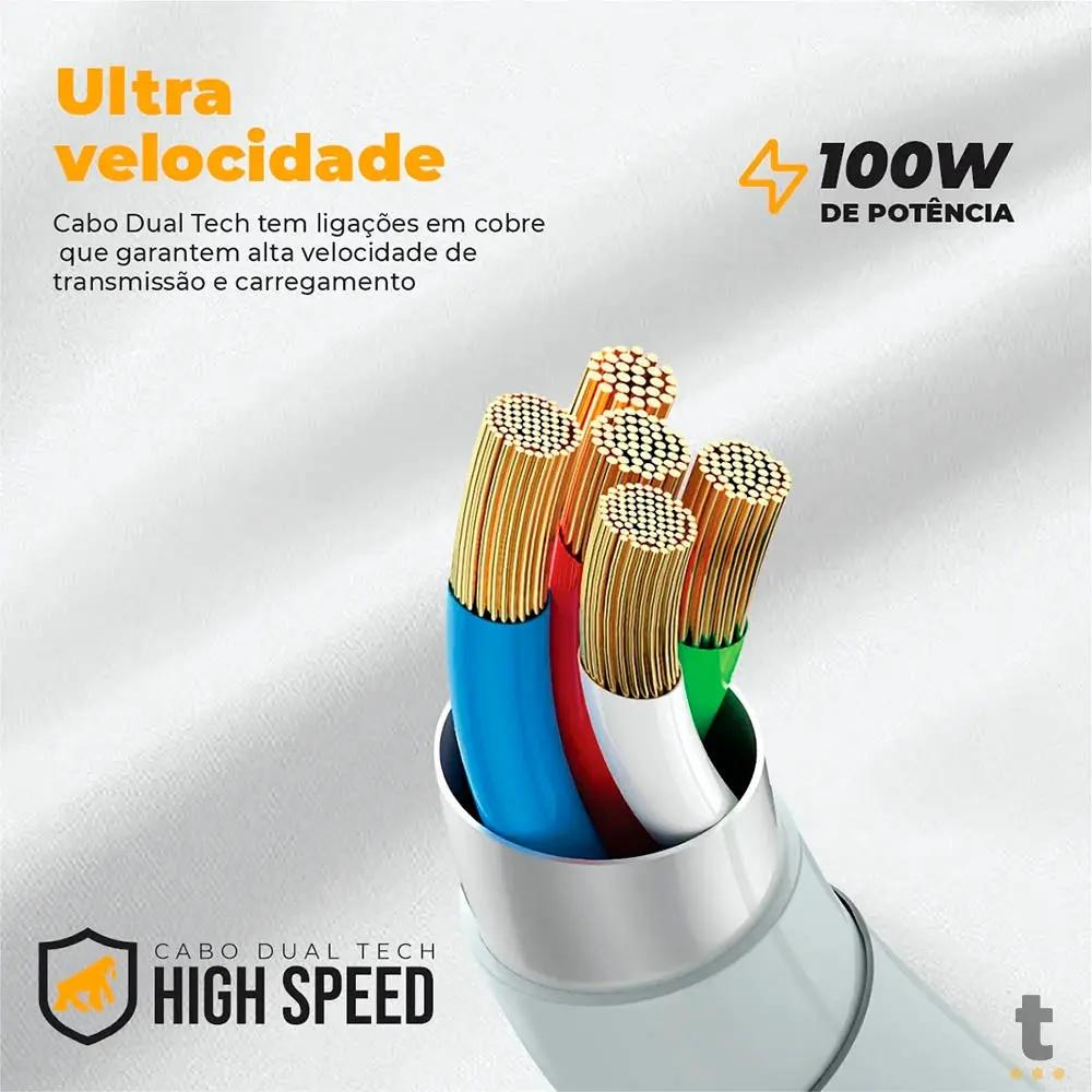 Cabo de Dados USB Tipo C P/ Tipo C Dual Tech PD 100W Branco GShield 1.8m - GS-6754 Truedata