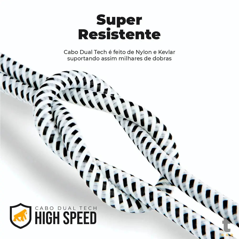 Cabo de Dados USB Tipo C P/ Tipo C Dual Tech PD 100W Branco GShield 1.8m - GS-6754 Truedata