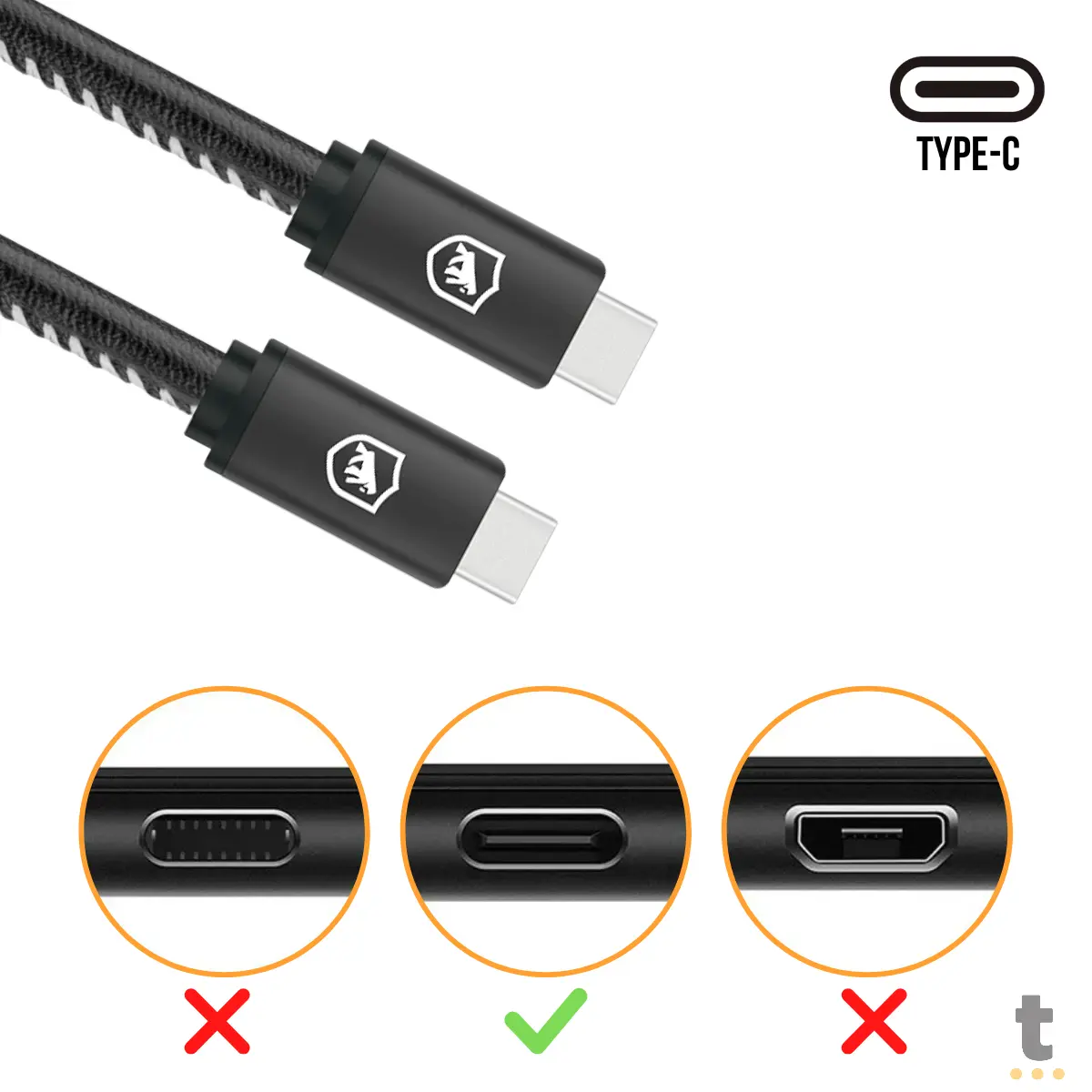 Cabo de Dados USB Tipo C Thunderbolt GShield Carregamento 65W 4K 60Hz 3.1 USB-C 1,8m - GS-6769 Truedata