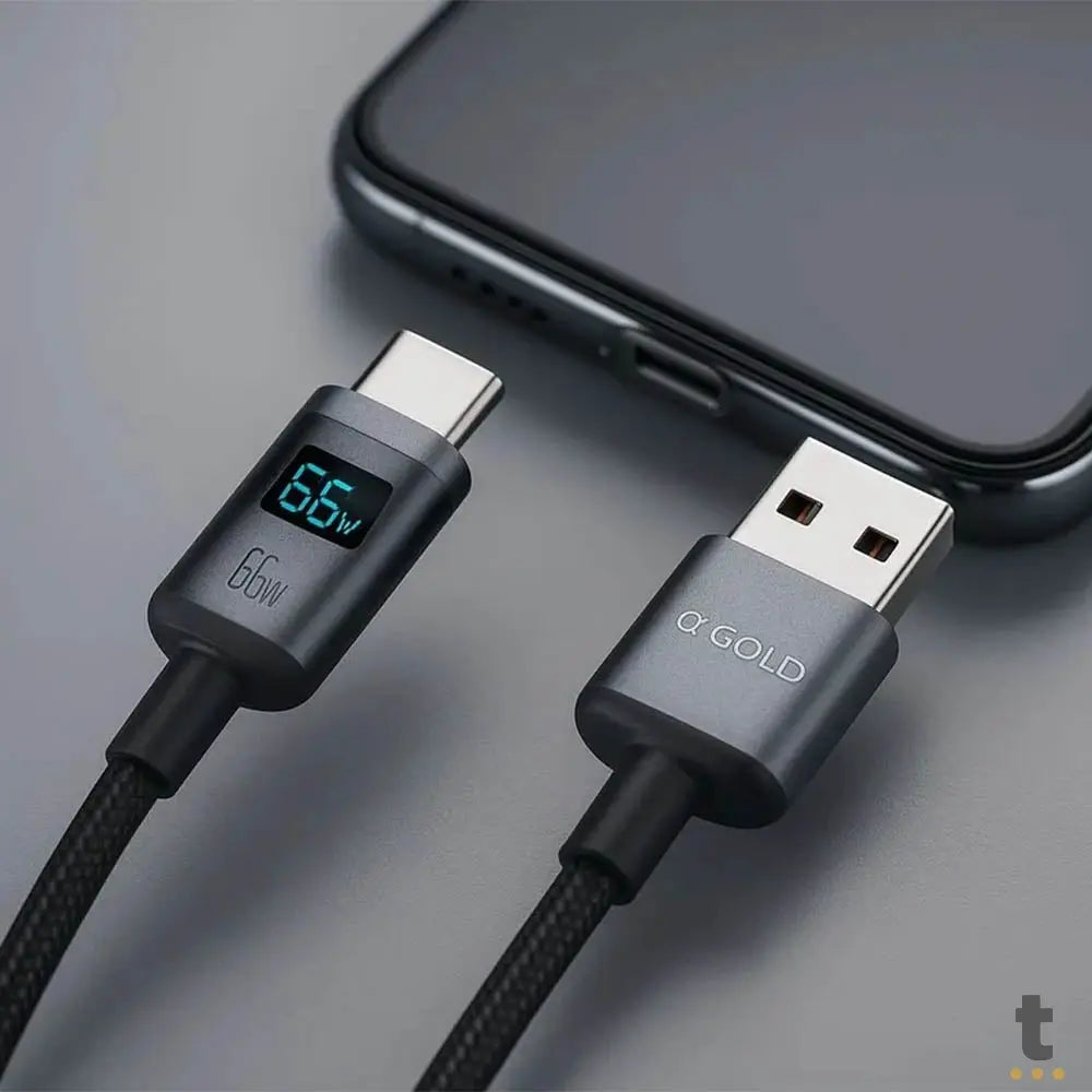 Cabo de Dados USB Tipo C aGold 1m Turbo 66w Reforçado - CB138-3 Truedata