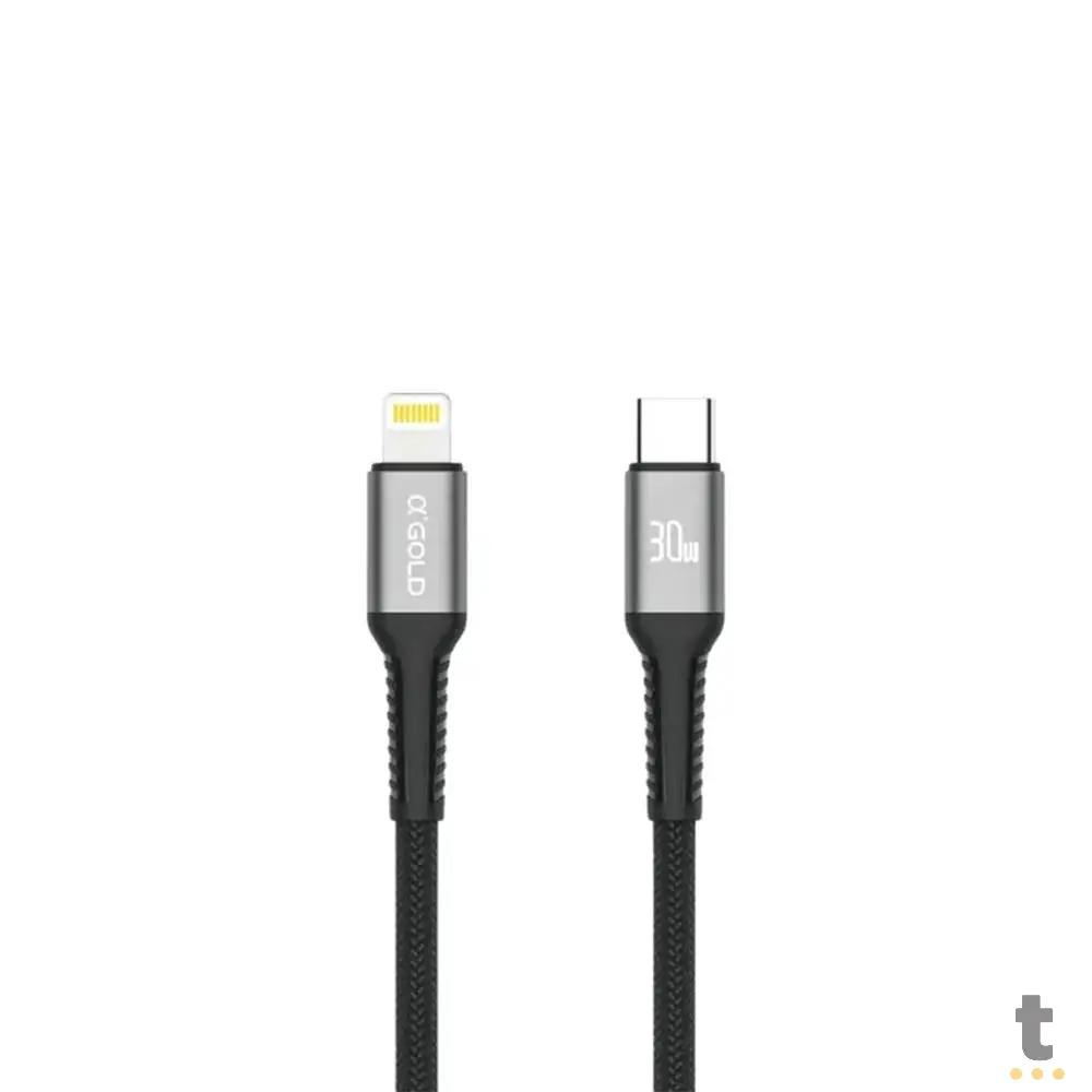Cabo de Dados USB Tipo C p/ Lightning (Iphone) 2mts aGold 30W - CB68 Truedata