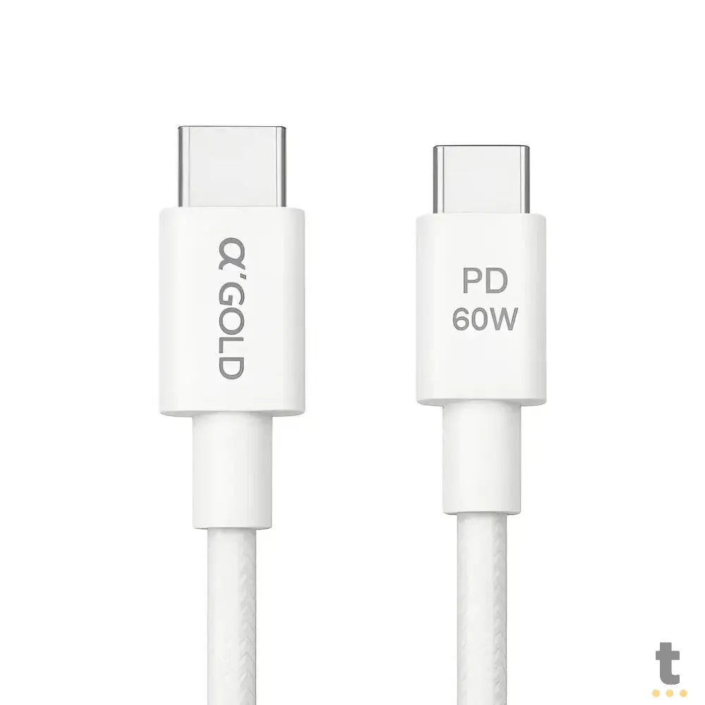 Cabo de Dados aGold Usb Tipo C / Tipo C 60W 2 Metros - CB137 Truedata