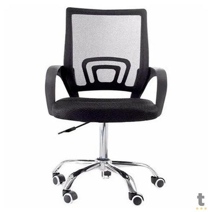 Cadeira Escritório Giratoria C/ Altura Ajustavel Base Cromada Xh-6010 Preta Truedata