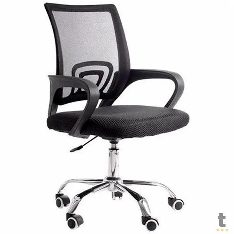 Cadeira Escritório Giratoria C/ Altura Ajustavel Base Cromada Xh-6010 Preta Truedata