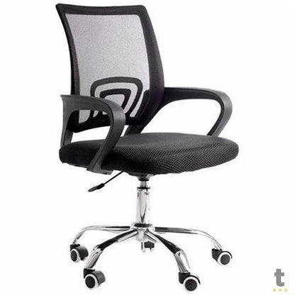 Cadeira Escritório Giratoria C/ Altura Ajustavel Base Cromada Xh-6010 Preta Truedata