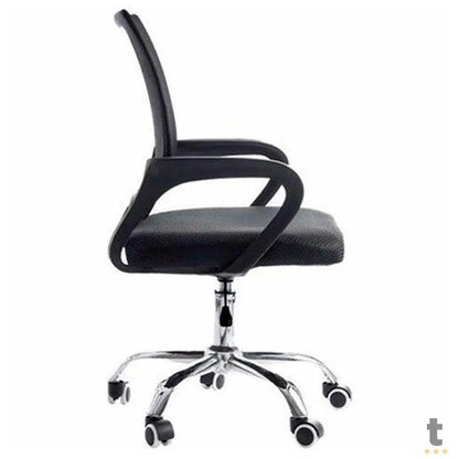 Cadeira Escritório Giratoria C/ Altura Ajustavel Base Cromada Xh-6010 Preta Truedata