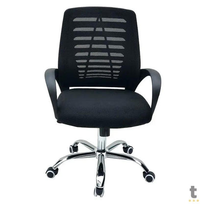 Cadeira Escritório Giratoria C/ Altura Ajustavel Base Cromada Xh-6044b Preta TV Truedata