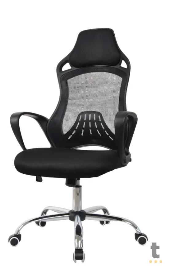 Cadeira Escritório Giratoria C/ Altura Ajustavel Base Cromada Xh-6119 Preta Truedata