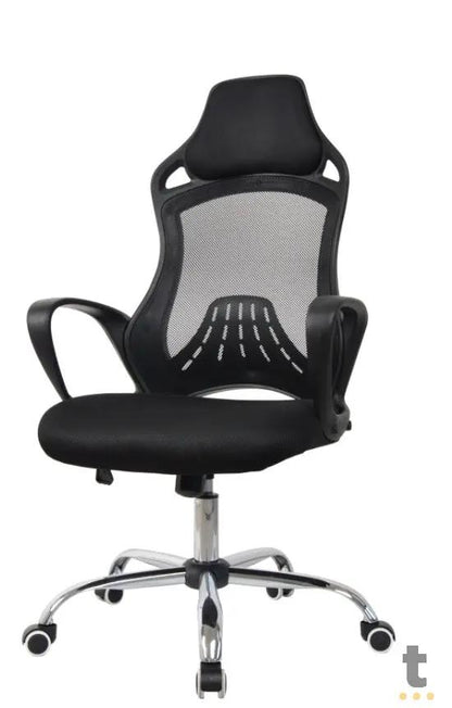 Cadeira Escritório Giratoria C/ Altura Ajustavel Base Cromada Xh-6119 Preta Truedata